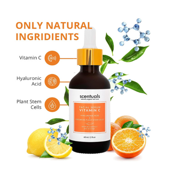 Scentuals VitaminC Facial Serum Hyaluronic Acid Edelweiss Plant Stem Cells 60 ml - Picture 2 of 8
